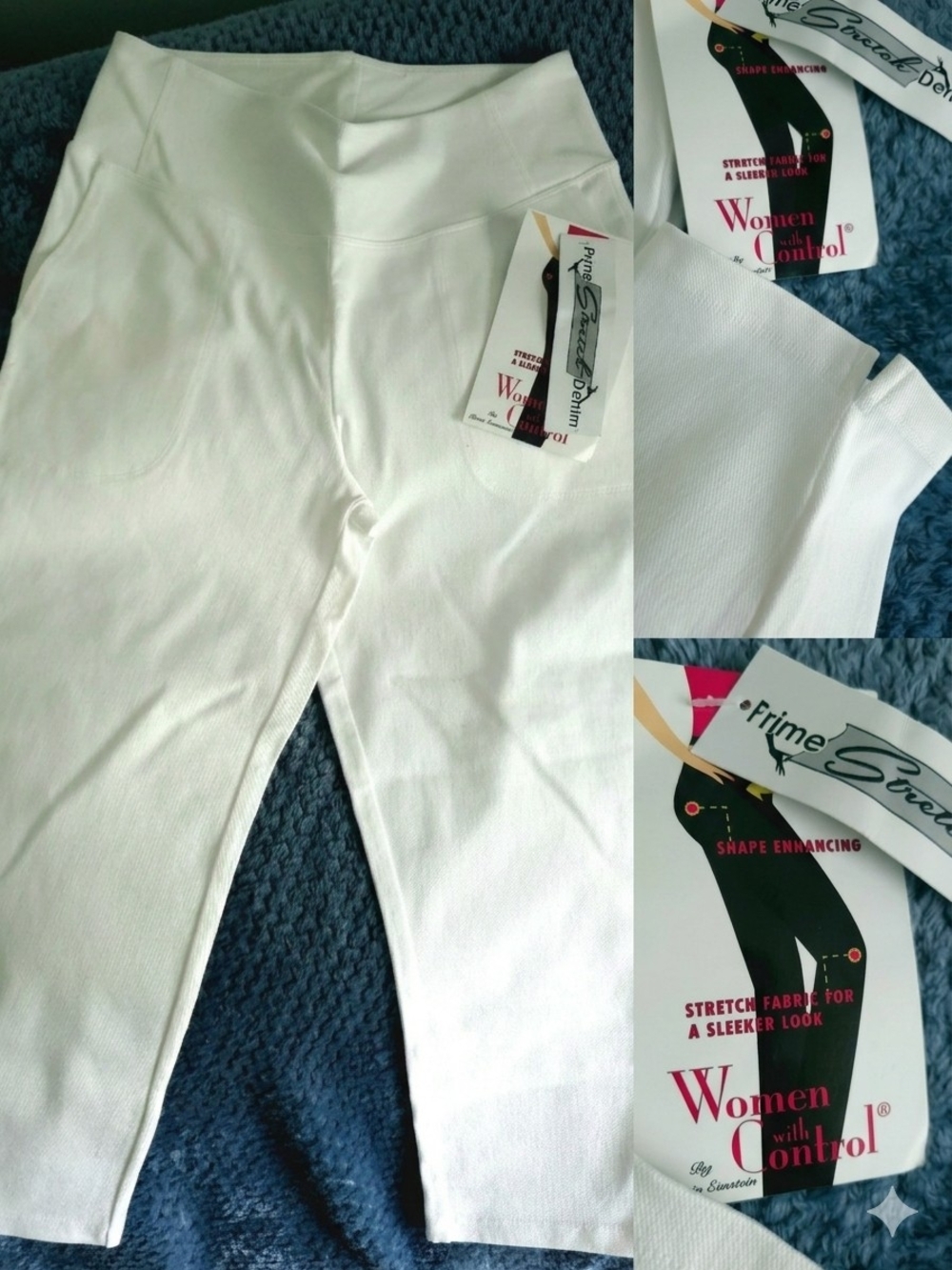White Capri Stretch Denim Pants